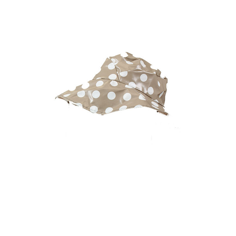 Chapeau de pluie beige a pois blancs bords larges