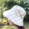 Chapeau de pluie beige a pois blancs bords larges