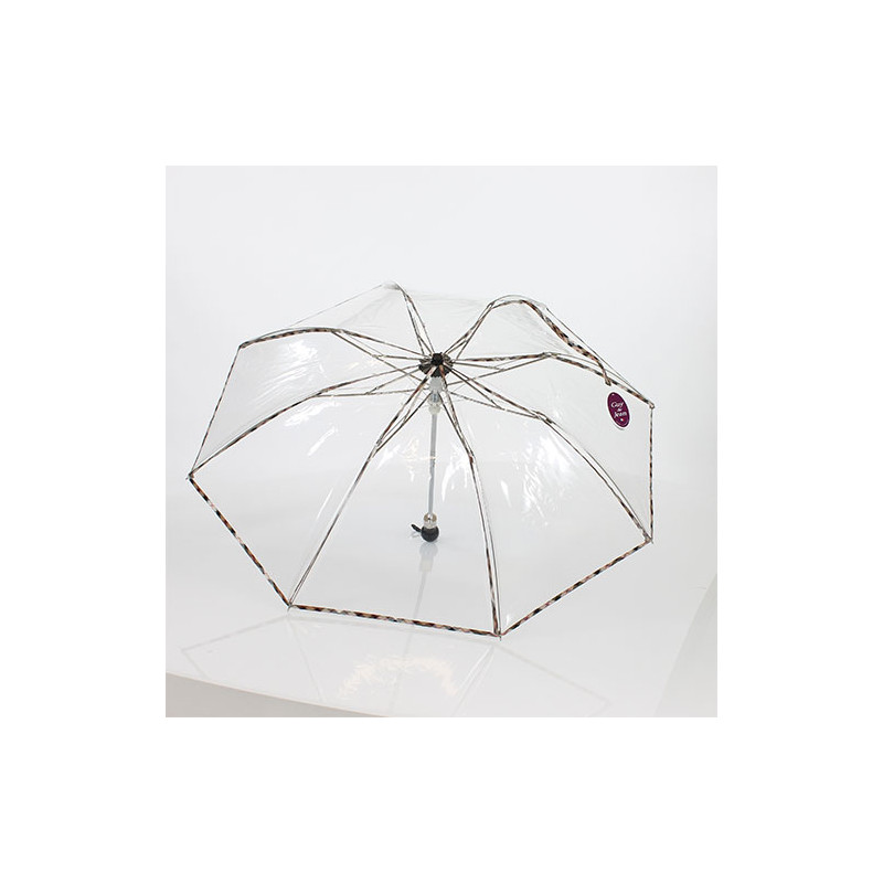 Parapluie pliant transparent liseré tartan anglais