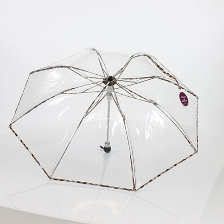 Parapluie pliant transparent liseré tartan anglais