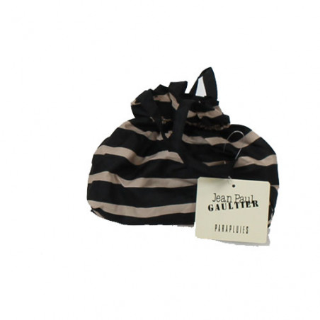 Parapluie ultra plat pochon marinière ivoire/noire Jean Paul Gaultier 