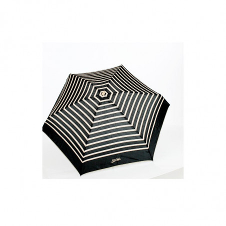 Parapluie ultra plat pochon marinière ivoire/noire Jean Paul Gaultier 