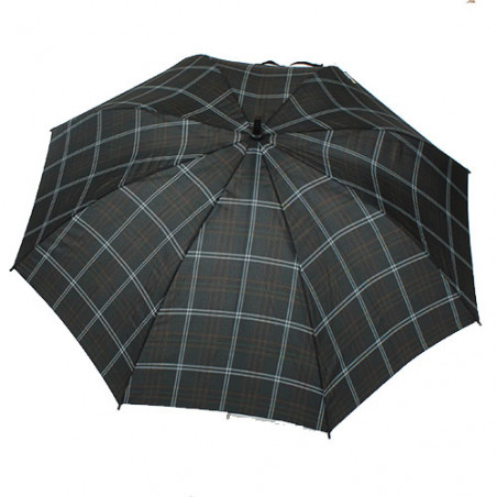 Parapluie golf écossais fond noir à rayures chocolat