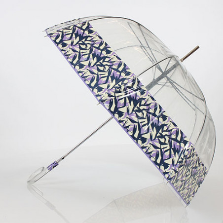 Parapluie semi transparent ferré et liseré parme