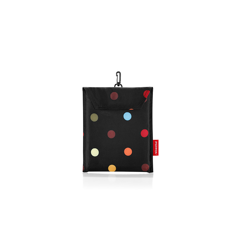 sac shopping pliable noir et pois multicolores