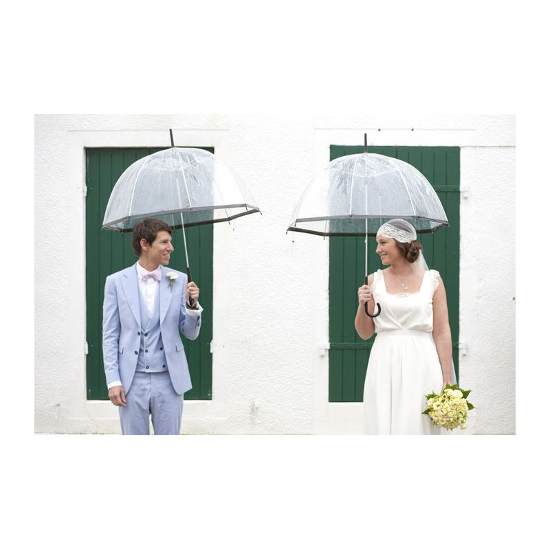 Parapluie transparent cloche liseret noir