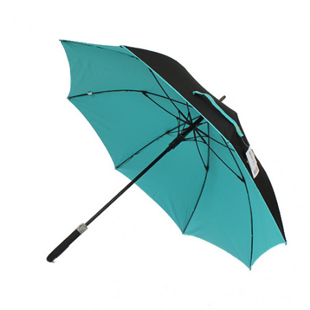 Parapluie résistant au vent noir et turquoise