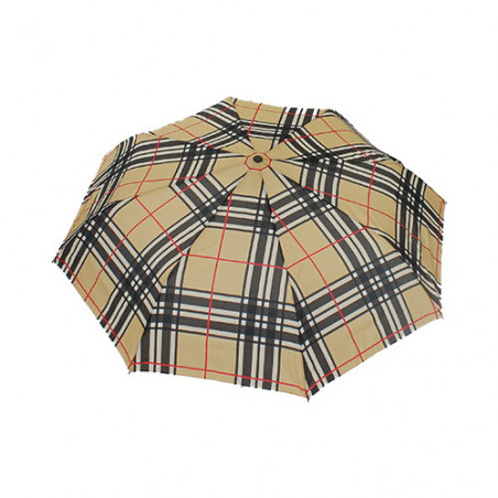 Parapluie pliant imprimé écossais beige