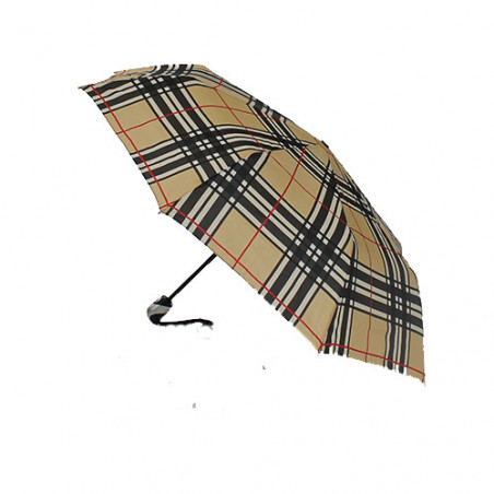 Parapluie pliant imprimé écossais beige