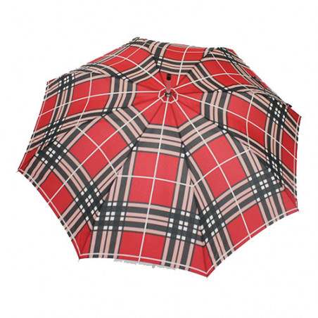 Parapluie canne de marche carreaux rouges et noirs