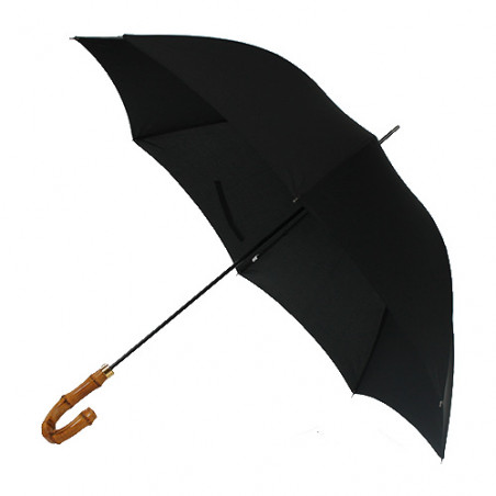 Parapluie noir poignée bambou