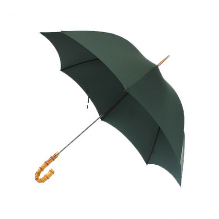 Parapluie vert anglais poignée bambou