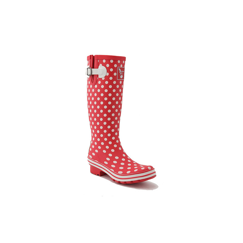 Botte de pluie polka rouge
