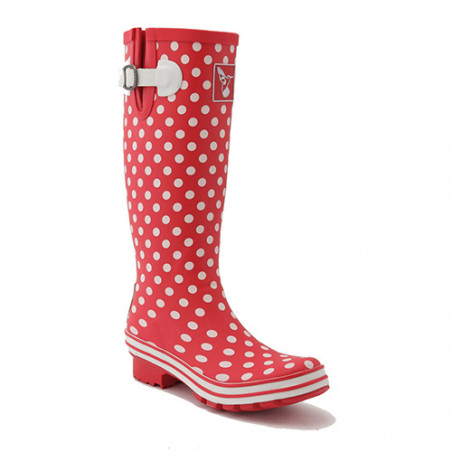 Botte de pluie polka rouge