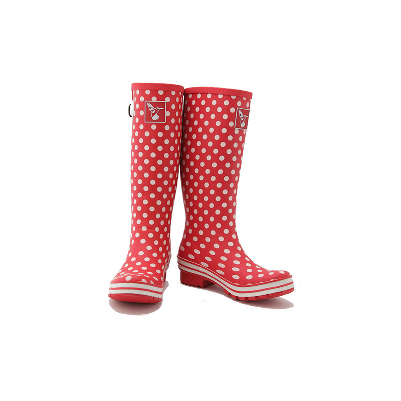 Botte de pluie polka rouge