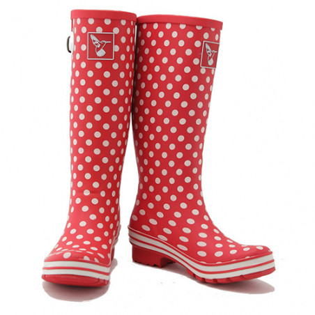 Botte de pluie polka rouge