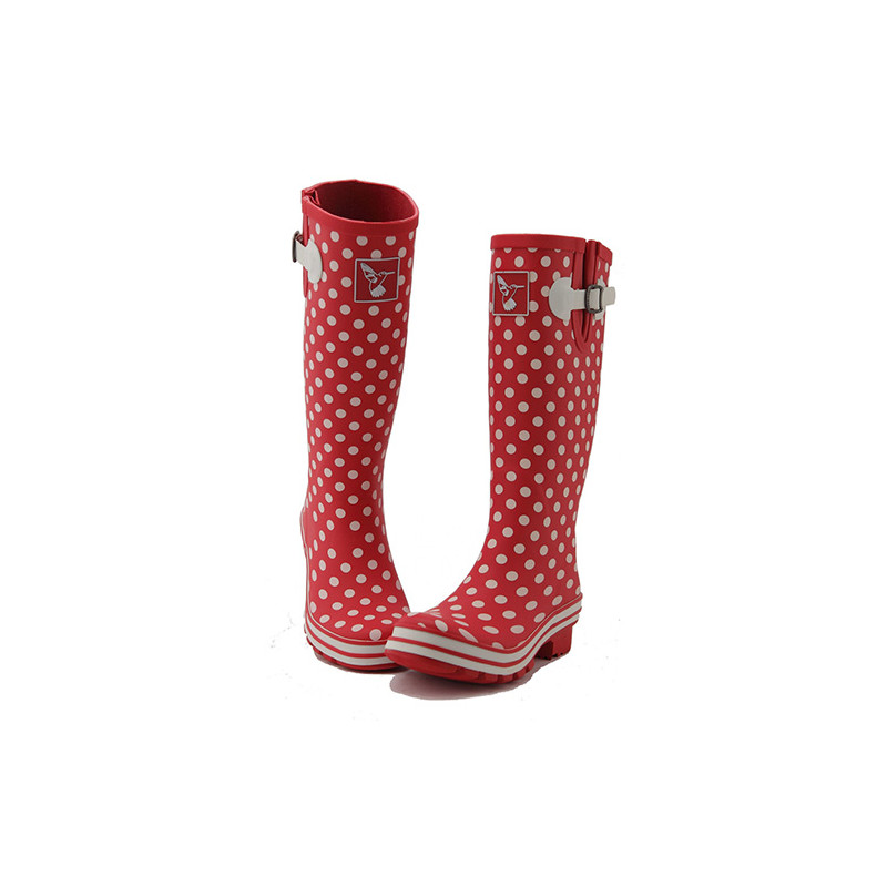 Botte de pluie polka rouge