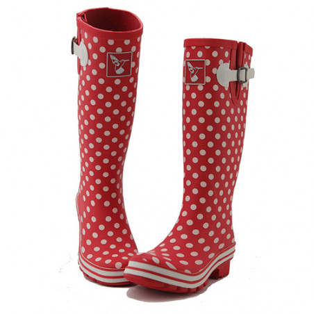 Botte de pluie polka rouge