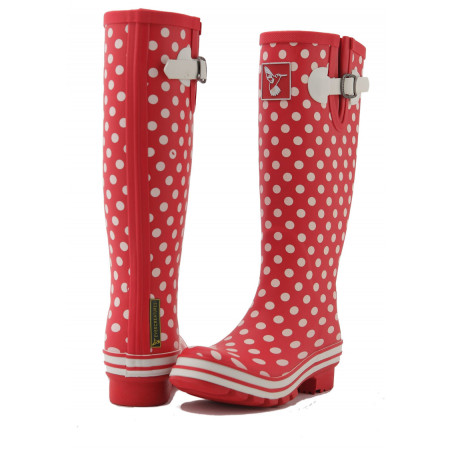 Botte de pluie polka rouge