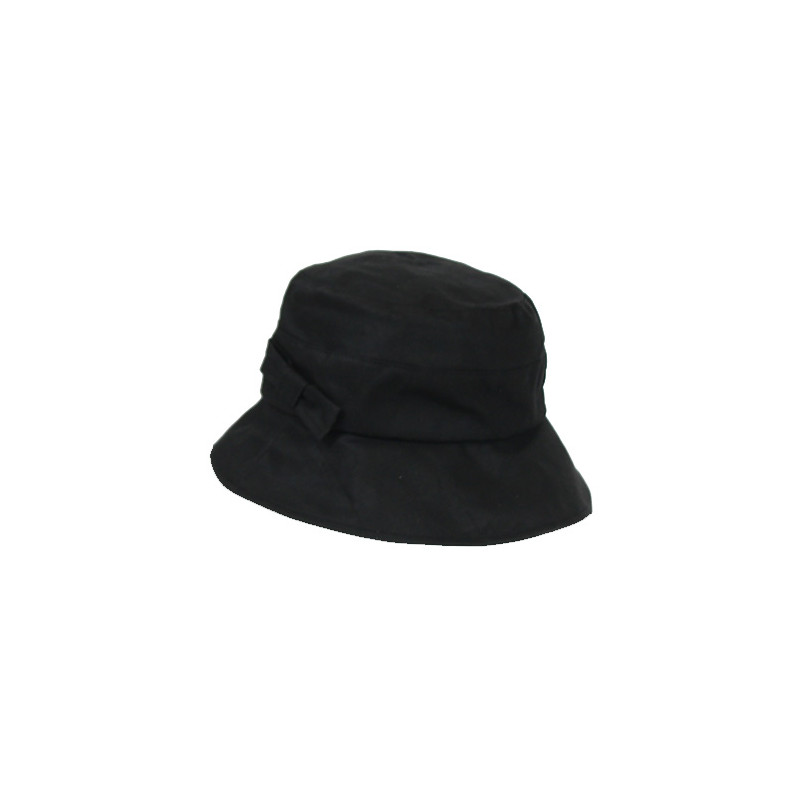 Chapeau de pluie coton huilé noir femme