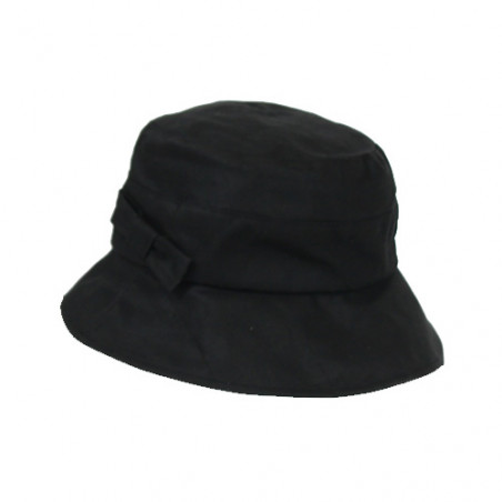 Chapeau de pluie coton huilé noir femme