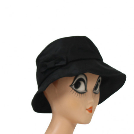 Chapeau de pluie coton huilé noir femme