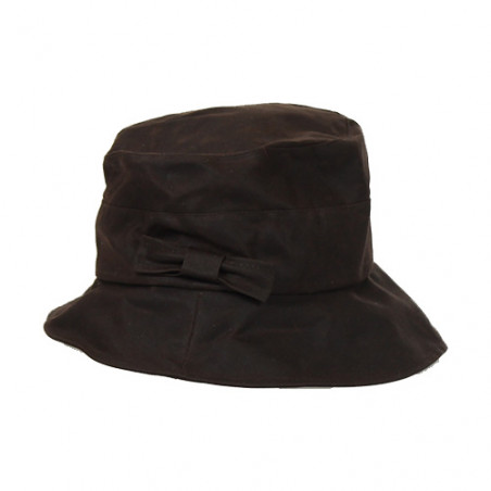 Chapeau de pluie coton huilé marron femme