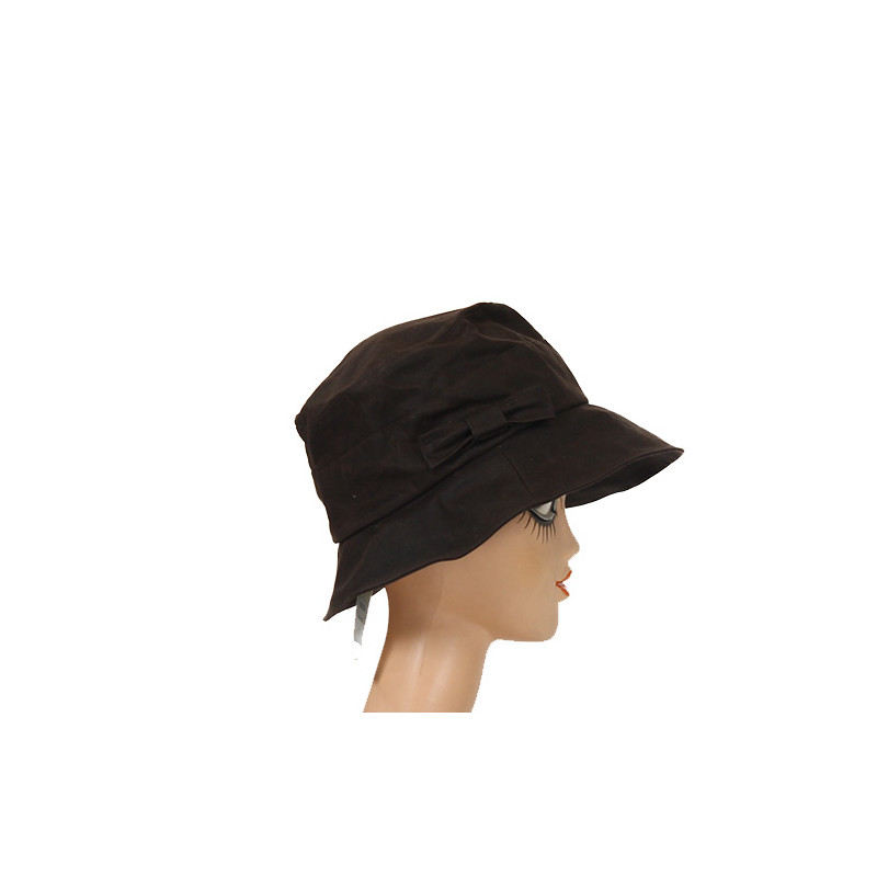 Chapeau de pluie coton huilé marron femme