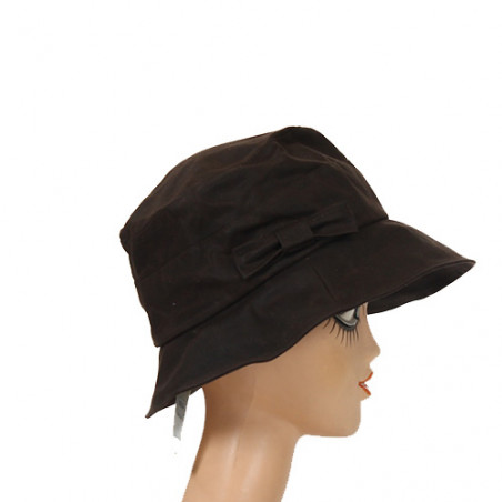 Chapeau de pluie coton huilé marron femme