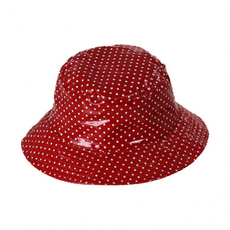 Chapeau de pluie léger rouge à pois