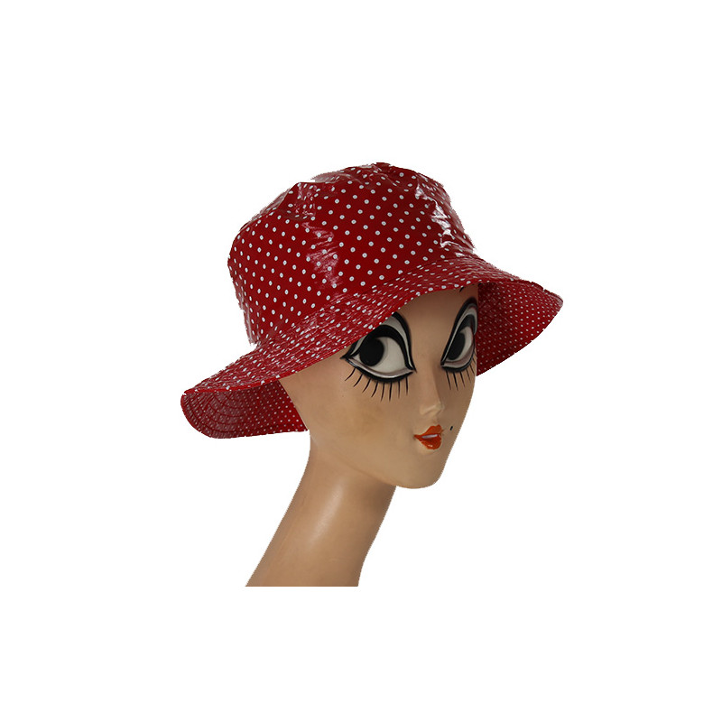 Chapeau de pluie léger rouge à pois Chapeau de pluie léger rouge à pois