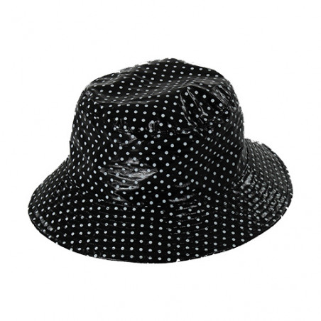 Chapeau de pluie léger noir à pois