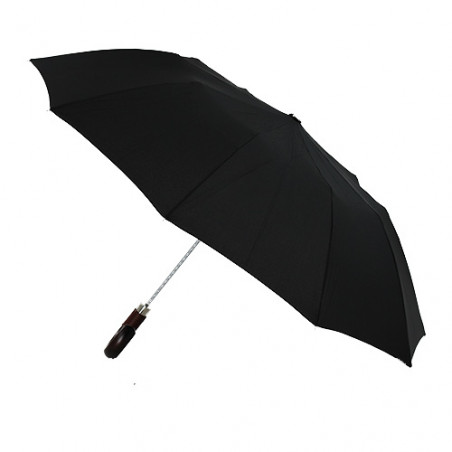 Parapluie pliant poignée bois et cuir