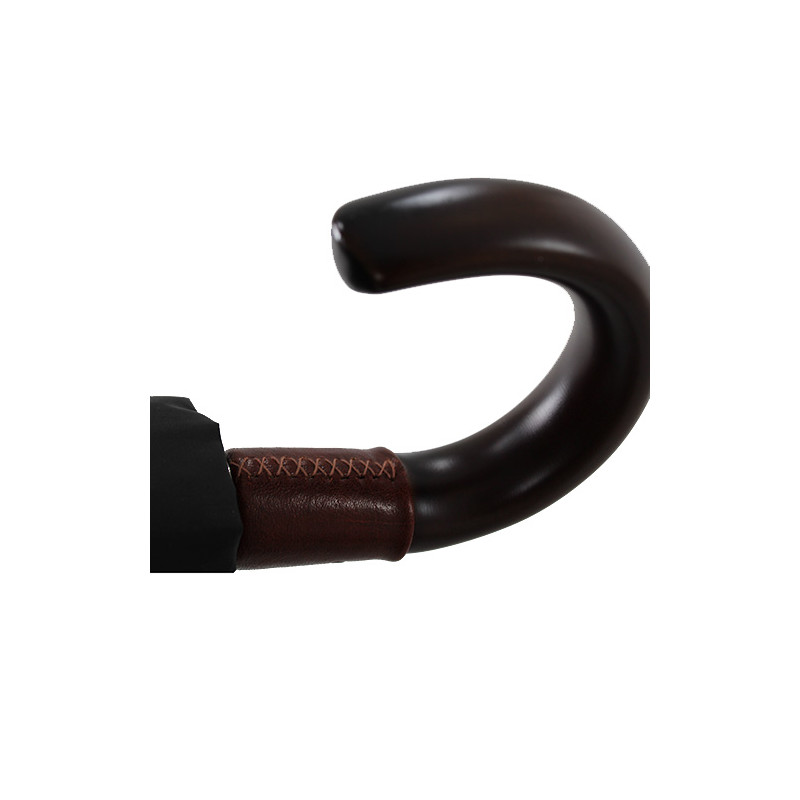 Parapluie pliant poignée bois et cuir