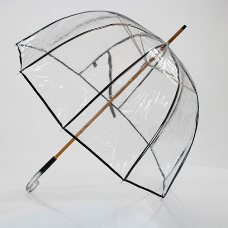 Parapluie transparent cloche made in france ganse noire