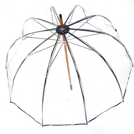 Parapluie transparent cloche made in france ganse bleue