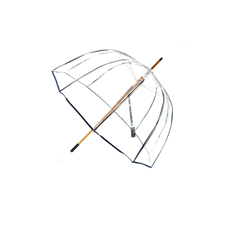 Parapluie transparent cloche made in france ganse bleue