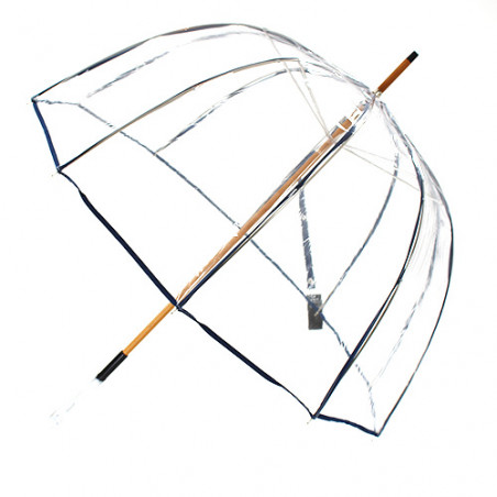 Parapluie transparent cloche made in france ganse bleue