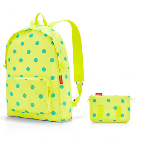 Sac a dos pliable jaune citron a pois