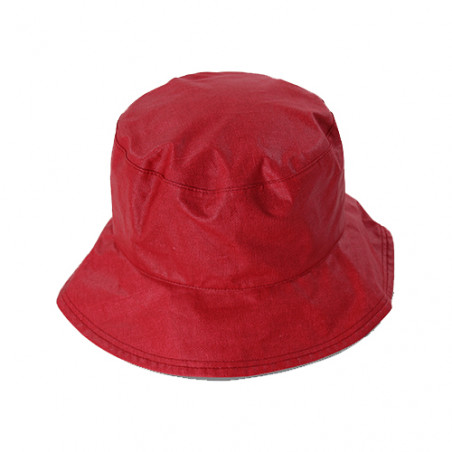 Chapeau de pluie rouge revers à pois