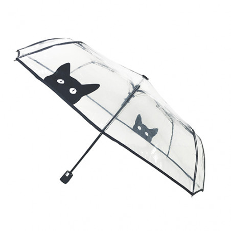 Petit parapluie pliant transparent chat