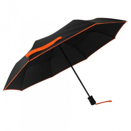 Parapluie solide noir et orange pliant automatique