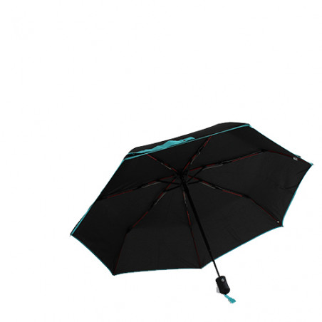 Parapluie solide noir et turquoise pliant automatique