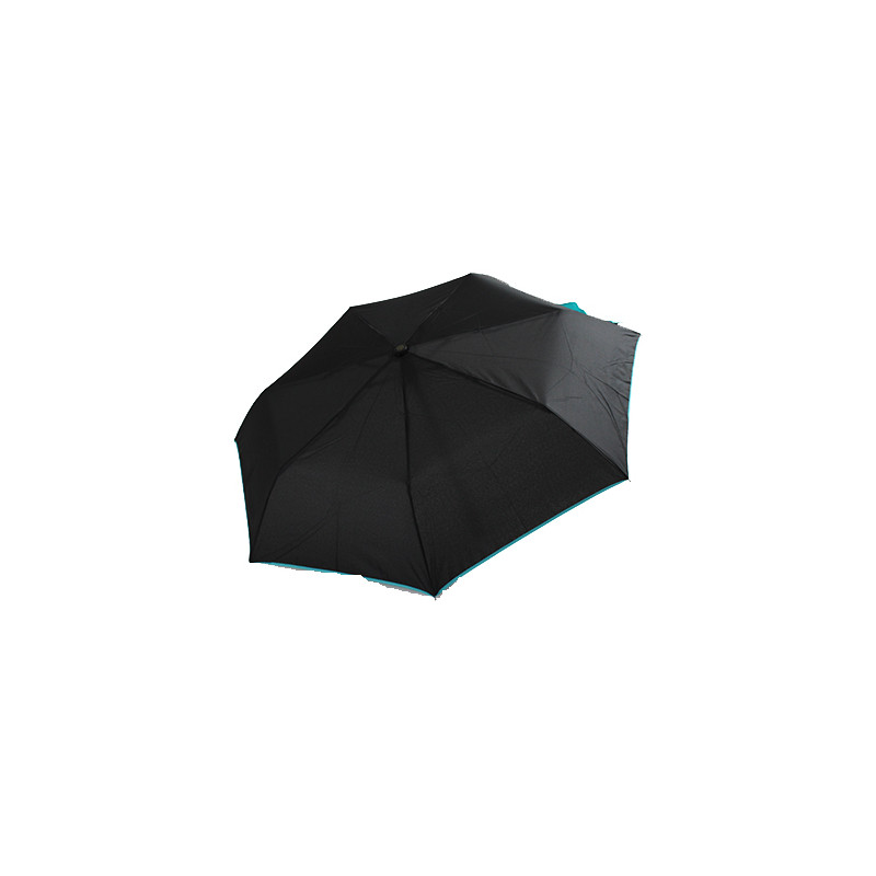 Parapluie solide noir et turquoise pliant automatique Parapluie solide noir et turquoise pliant automatique