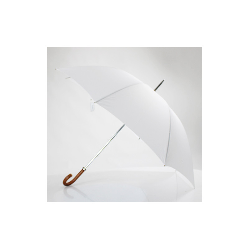 Grand parapluie golf blanc poignée canne