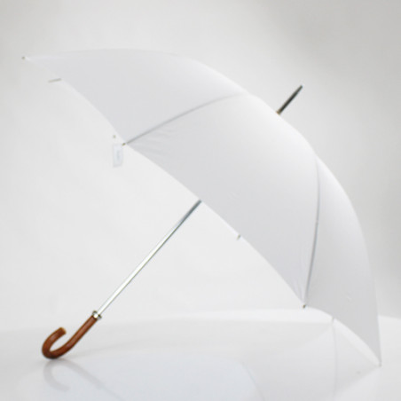 Grand parapluie golf blanc poignée canne