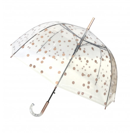 Parapluie cloche transparent pois cuivrés