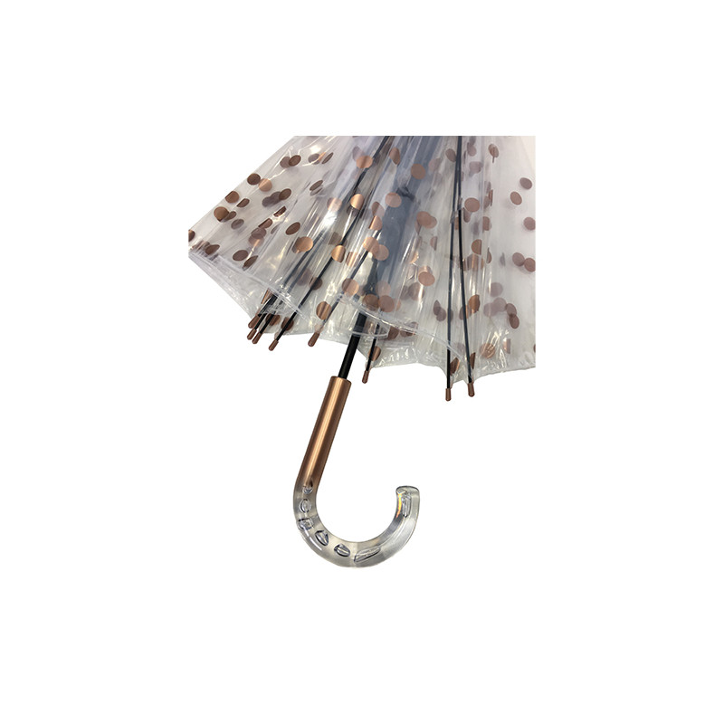 Parapluie cloche transparent pois cuivrés