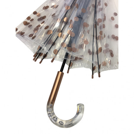 Parapluie cloche transparent pois cuivrés