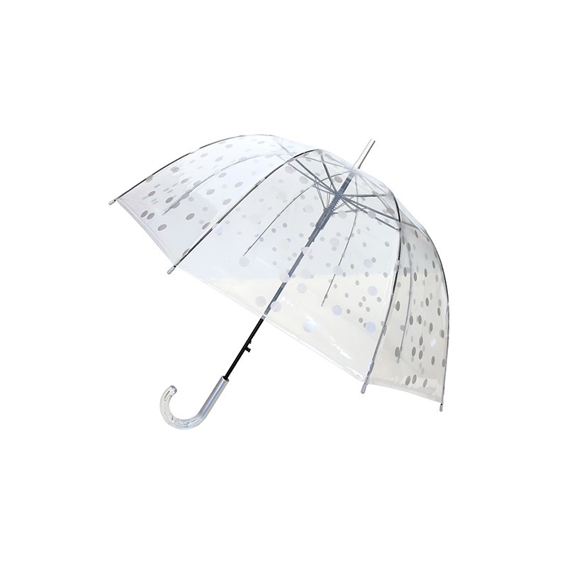 Parapluie cloche transparent pois argents